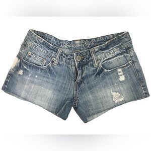 American Eagle Outfitters Denim Distressed Frayed Hem Shorts Juniors  Sz 0